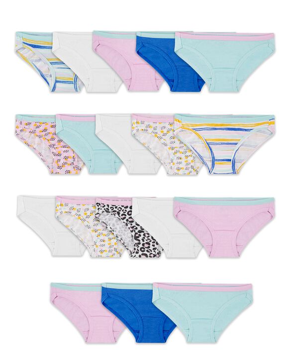 Girls' EverSoft Assorted Bikini Underwear, 14+4 Bonus Pack ASSORTED