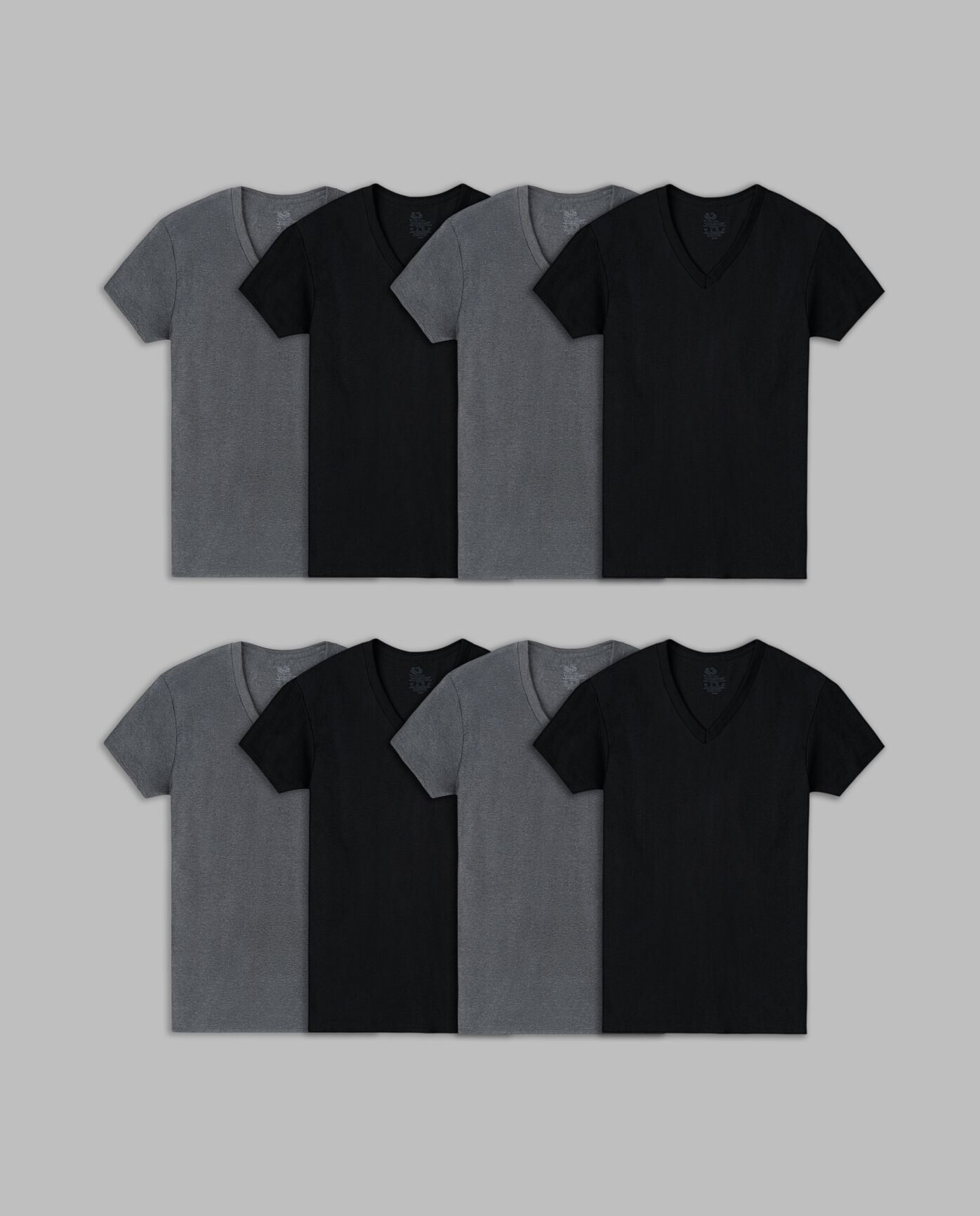Men's Short Sleeve Active Cotton V-neck T-Shirt, and Gray 8 Pack