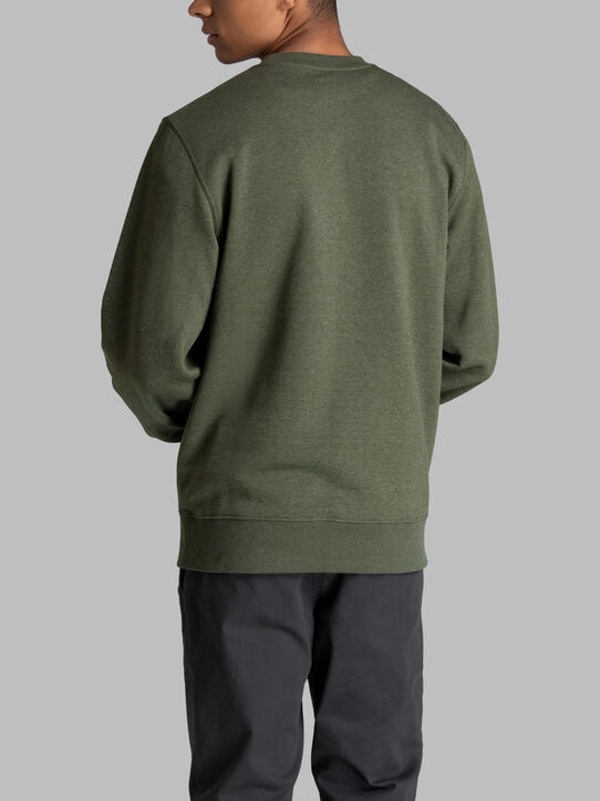 Men's Crafted Comfort Favorite Fleece Crew Military Green Heather