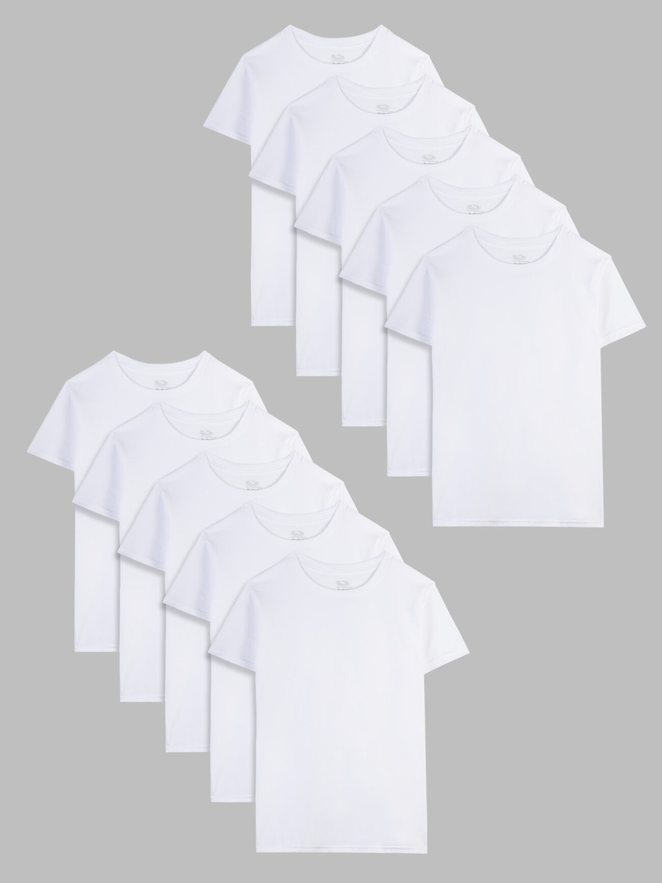 Boys' Short Sleeve Crew T-Shirt, White 10 Pack White