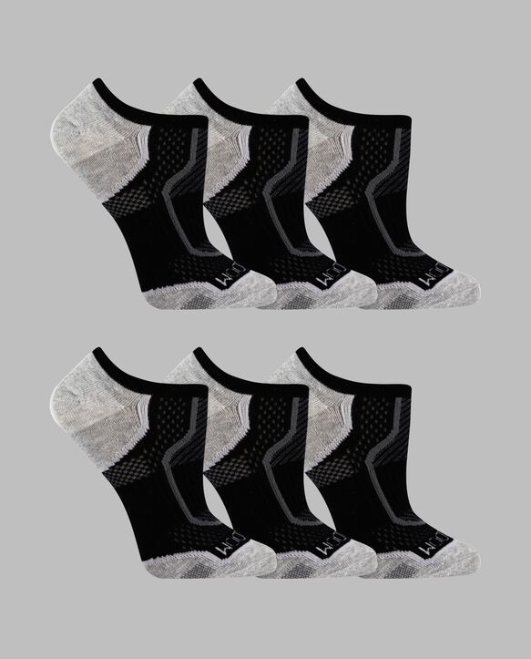 Women's Coolzone® Cotton Lightweight No Show Socks, 6 Pack BLACK