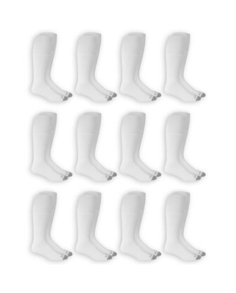Men's Dual Defense Tube Socks, 12 Pack, Size 6-12 WHITE
