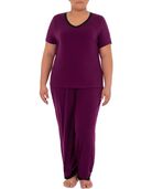 Women's Plus Soft & Breathable Plus Size V-Neck Pajama Set BOYSENBERRY