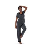 Women's Soft & Breathable V-Neck T-shirt and Pants, 2-Piece Pajama Set MONUMENT