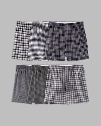 Men's Cotton Stretch Woven Boxer, Assorted 6 Pack 
