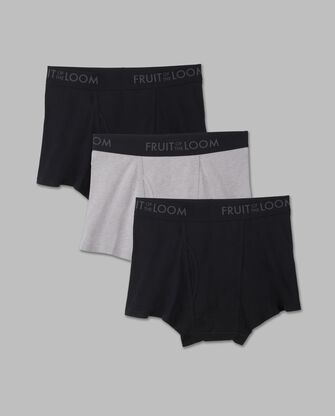 Men's Breathable Short Leg Boxer Briefs, Black and Gray 3 Pack 
