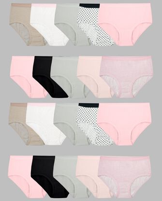 Girls' Classic Cotton Brief Underwear, Assorted 20 Pack 