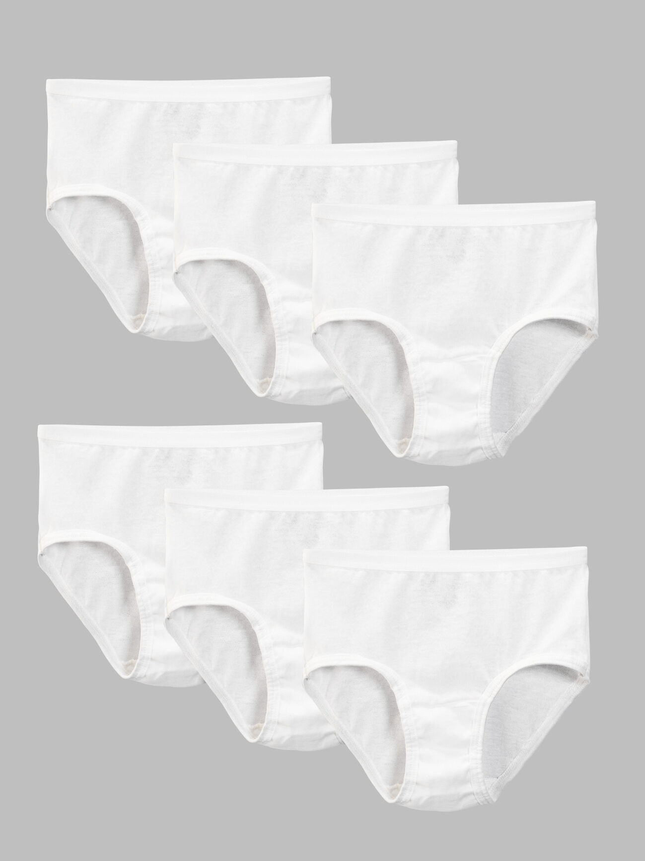 Girls'Eversoft® Brief Underwear, White 6 Pack White