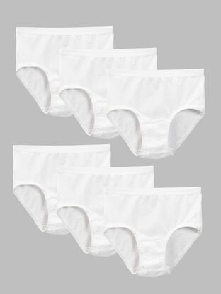 Girls'Eversoft® Brief Underwear, White 6 Pack 