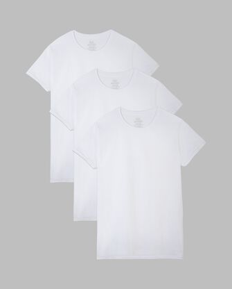 Big Men's Premium Short Sleeve Breathable Cotton Mesh Crew T-Shirt, White 3 Pack 