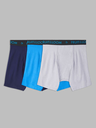 Men's Breathable Cotton Micro-Mesh Boxer Briefs, Assorted 3 Pack 