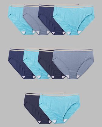 Women's Plus Fit for Me® Heather Cotton Hi-Cut Panty, Assorted 10 Pack 