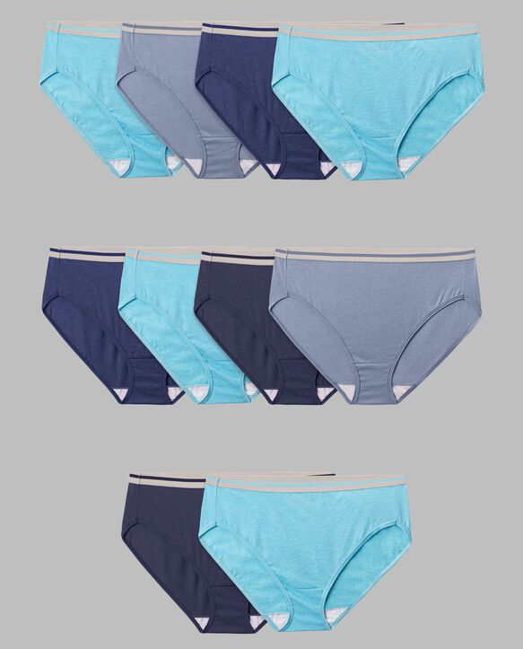 Women's Plus Fit for Me® Heather Cotton Hi-Cut Panty, Assorted 10 Pack ASSORTED