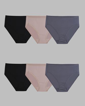 Women's Plus Fit for Me® Microfiber Hi-Cut Panty, Assorted 6 Pack 