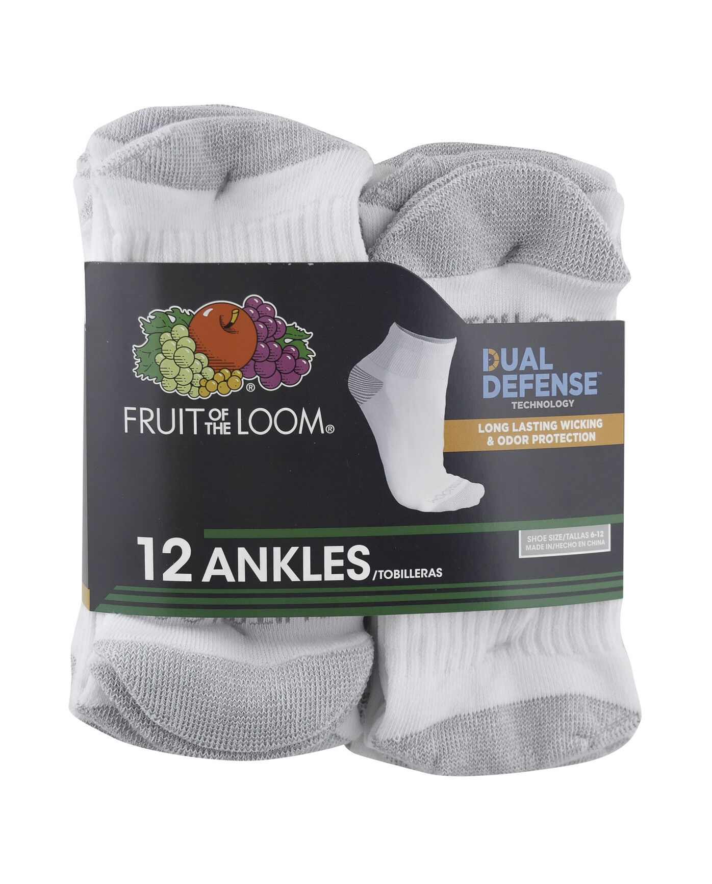 Fruit of the Loom Mens Dual Defense Low Cut Socks 12 Pair 