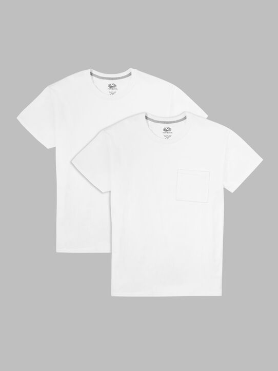 Men’s Eversoft® Short Sleeve Pocket T-Shirt, Extended Sizes 2 Pack WHITE ICE