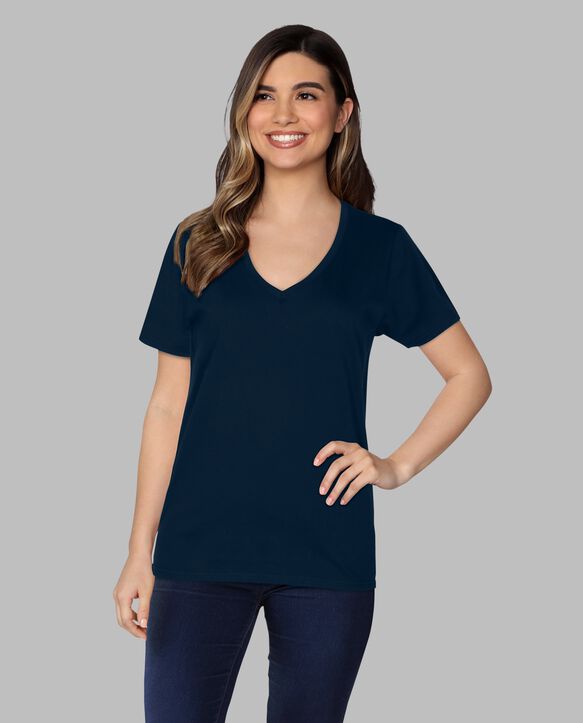 Women's Crafted Comfort Artisan Tee™ V-Neck T-Shirt, 1 Pack Navy Nights
