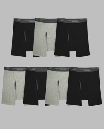Men's Eversoft® CoolZone® Fly Boxer Briefs, Black and Gray 7 Pack 