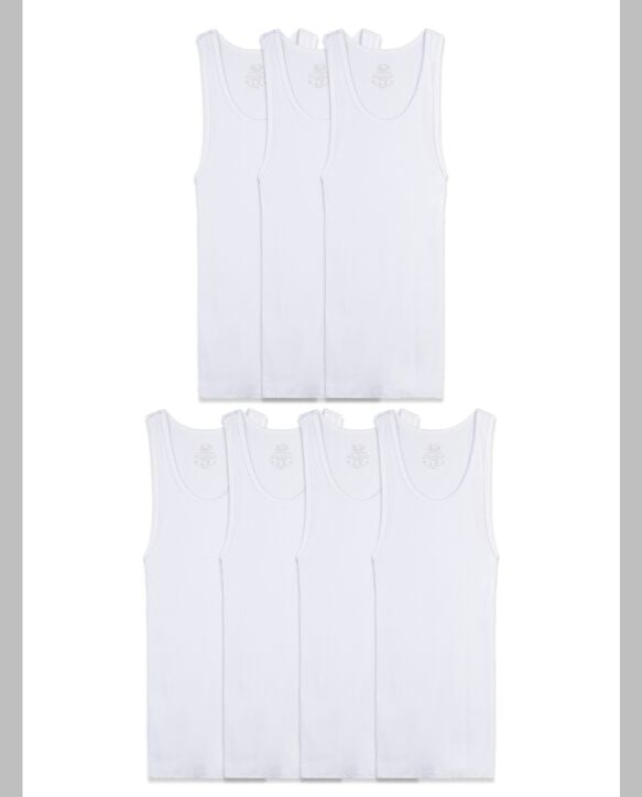 Boys' Tank Top A-Shirt, White 7 Pack WHITE