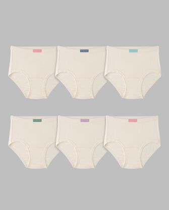 Toddler Girls' Natural Cotton Brief Underwear, 6 Pack 