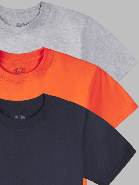 Boys' Supersoft Short Sleeve Crew T-Shirt, 3 Pack Tangerine Asst.