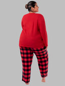 Women's Plus Flannel Top and Bottom, 2 Piece Pajama Set RADIANT RED/ BUFFALO CHECK