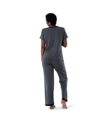 Women's Soft & Breathable V-Neck T-shirt and Pants, 2-Piece Pajama Set MONUMENT