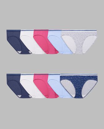 Women's Cotton Low Rise Hipster Panty, Assorted 10 Pack 