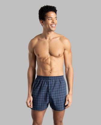 Men's Basic Fit Woven Boxers, Extended Sizes Assorted 3 Pack Assorted