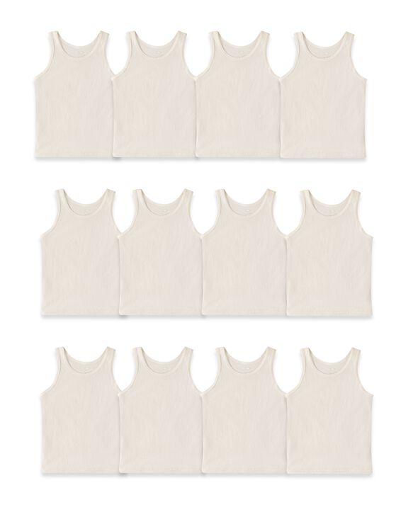 Toddler Girls'  Natural Cotton Tank Top, 12 Pack ASSORTED