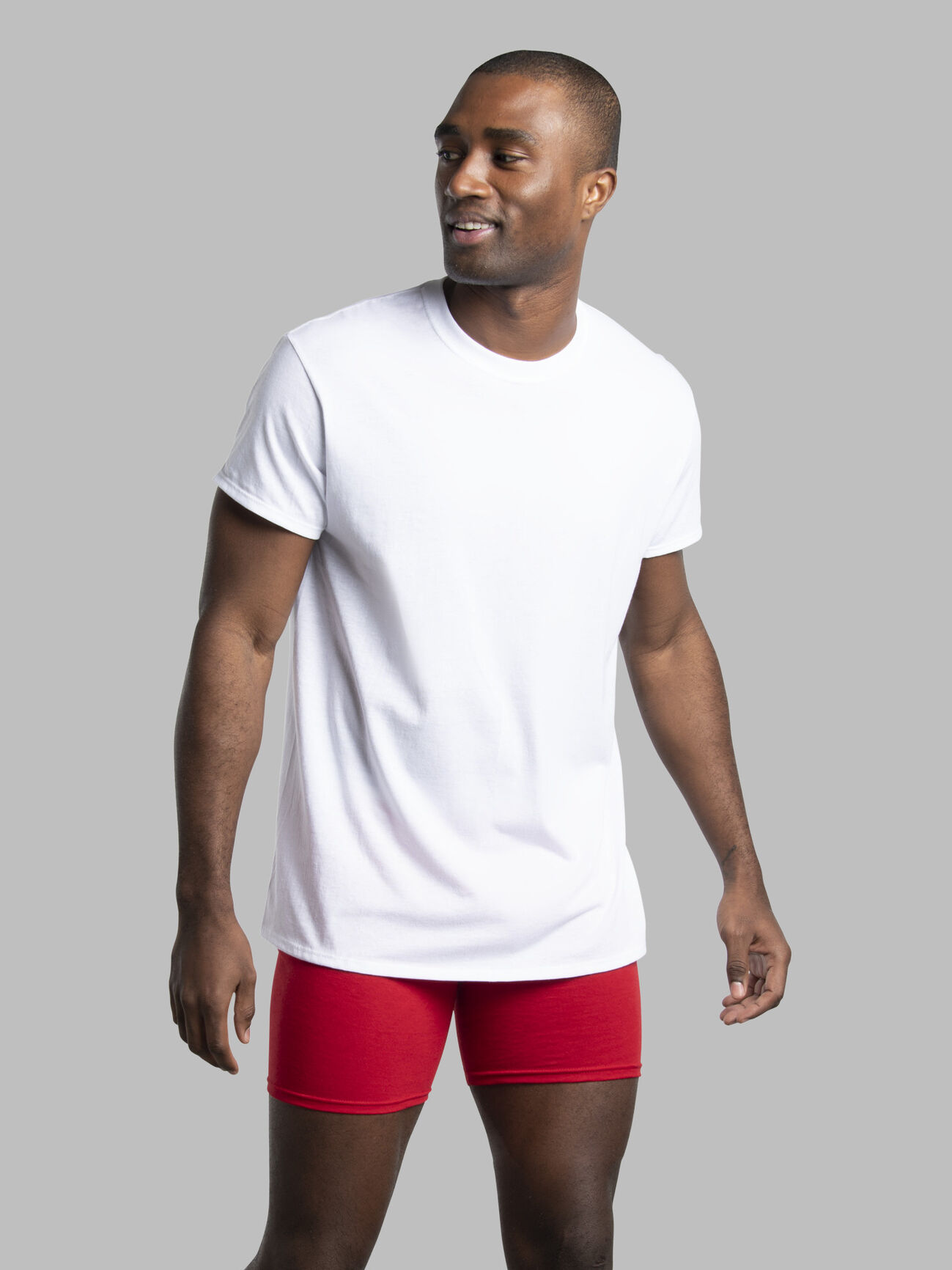 Men's Short Sleeve Active Cotton Blend White Crew T-Shirts