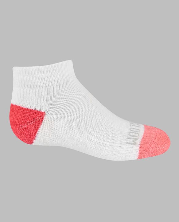 Girls' Everyday Soft Cushioned Low Cut Socks, 10 Pack, Size 10.5-4 WHITE, WHITE/PURPLE, WHITE/PINK, WHITE/BLUE