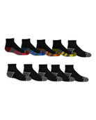 Boys' Cushioned Ankle Socks, 10 Pack JET BLACK/DIRECTOR BLUE,JET BLACK/VIBRANT ORANGE, JET BLACK/LEMONCH,JET BLACK/B50,JET BLACK/HIGH RISK RED,JET BLACK/B50, JET BLACK/B50, JET BLACK/B50,