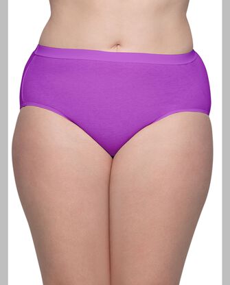 Women's Plus Fit for Me® Comfort Covered Cotton Brief Panty, Assorted 6 Pack Assorted