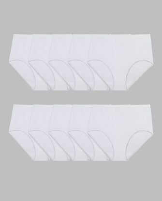 Women's Cotton Brief Panty, White 10 Pack 