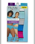 Women's Plus Fit for Me® Breathable Micro-Mesh Brief Panty, Assorted 6 Pack Assorted