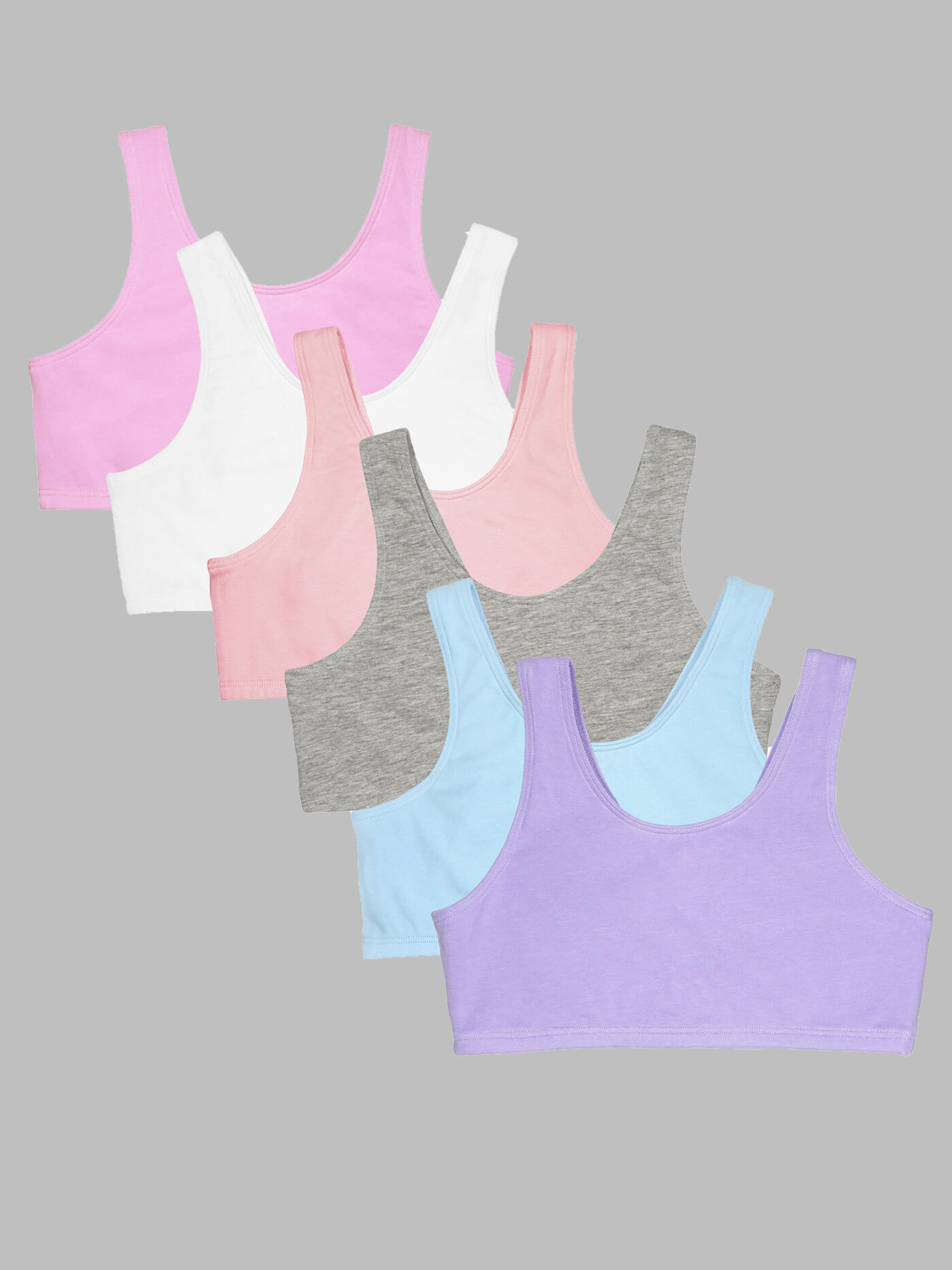 Girls Cotton Stretch Sports Bra 6 Pack