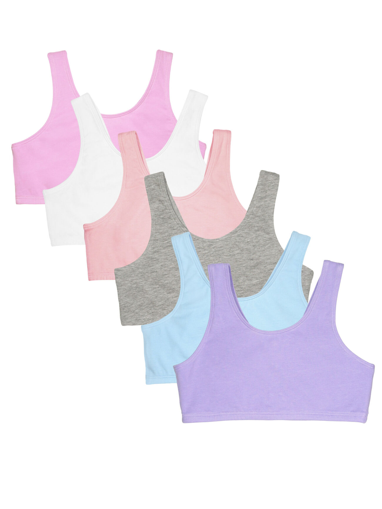 Fruit of the Loom Girls Seamless Trainer Bra with Removable Modesty Pads 3  Pack Multi Leo/Grey Heather/White 28