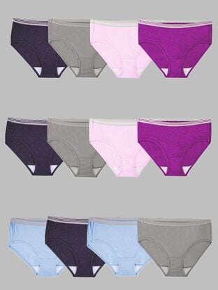 Women's Cotton Heather Low Rise Brief Panty, Assorted 12 Pack 