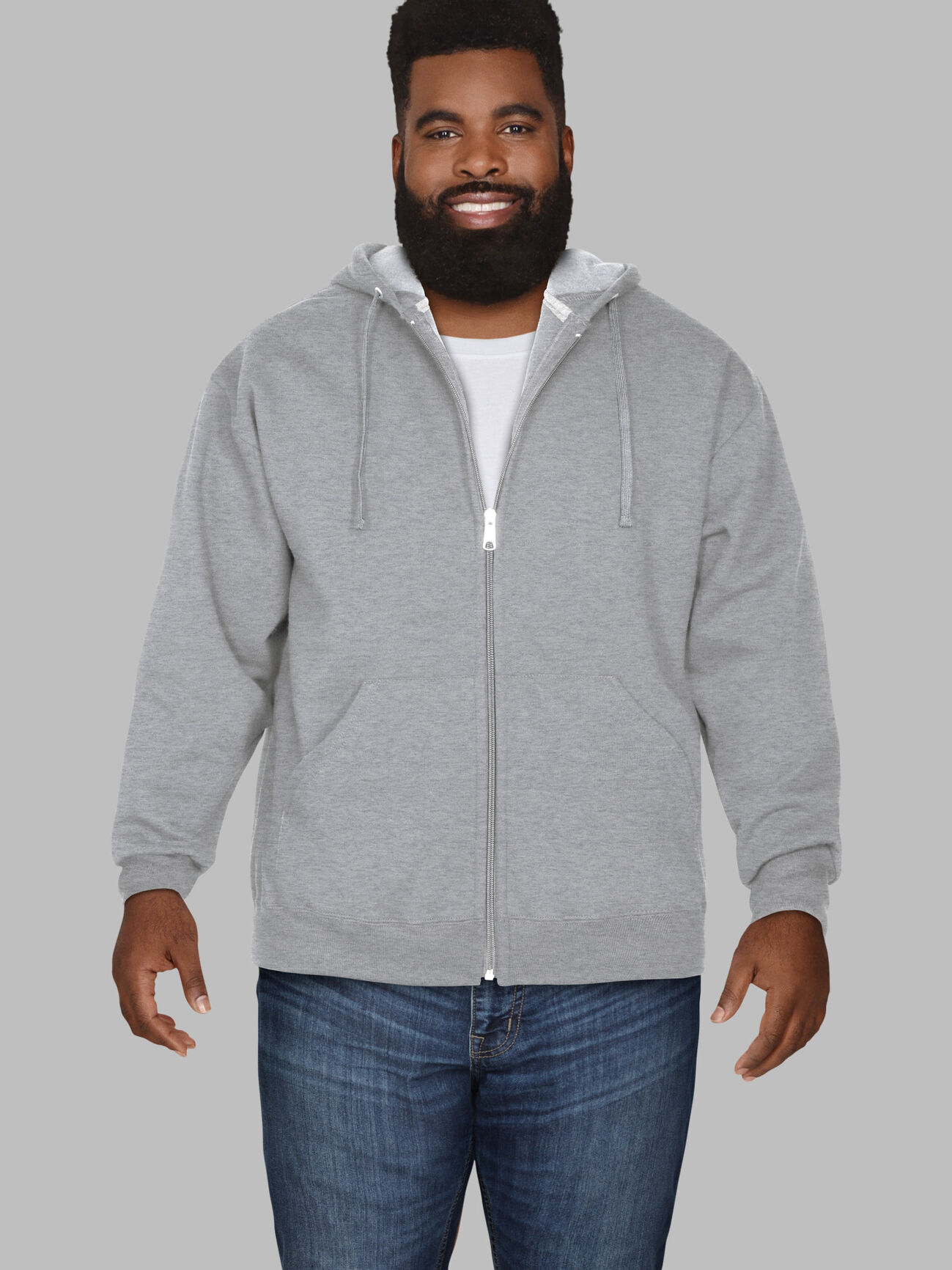 Big Men's Eversoft®  Fleece Full Zip Hoodie Sweatshirt Grey Heather