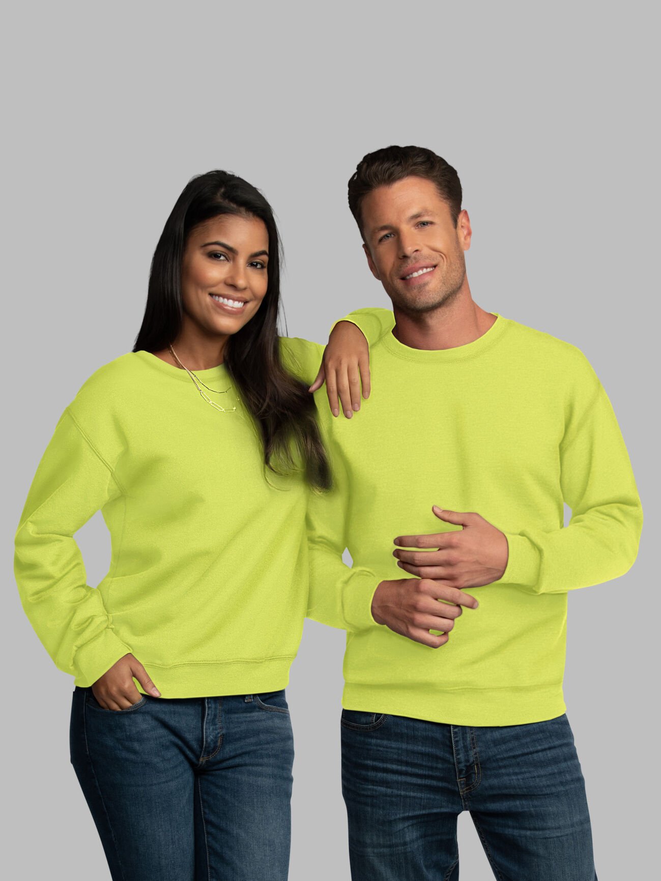 EverSoft®  Fleece Crew Sweatshirt Safety Green