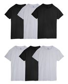 Men's Short Sleeve Black/Gray  Crew T-Shirts, 6 Pack, Extended Sizes ASSORTED