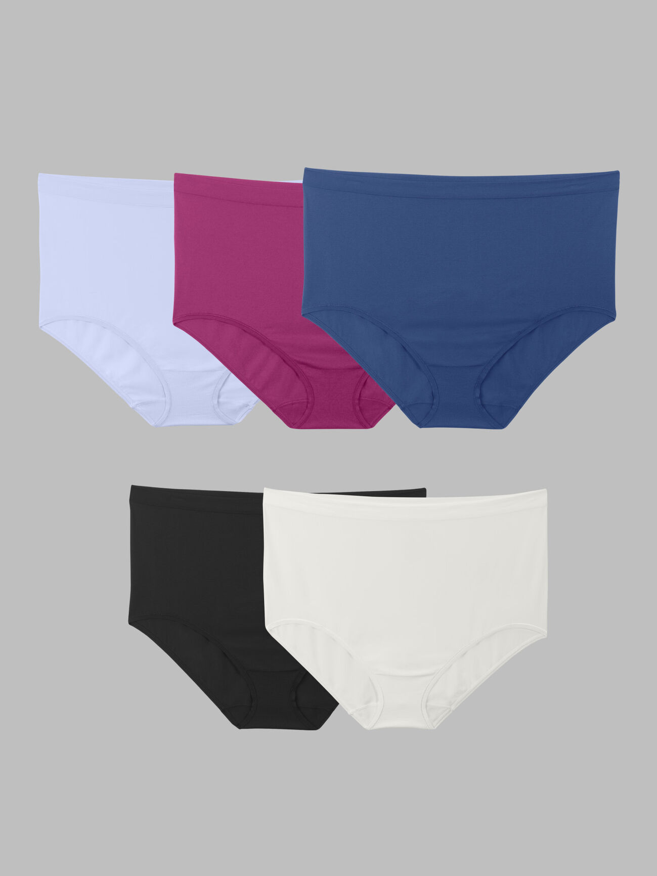 Women's Plus Fit for Me® Seamless Brief Panty, Assorted 5 Pack