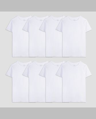 Boys' White Crew T-Shirts, 5+3 Bonus Pack 