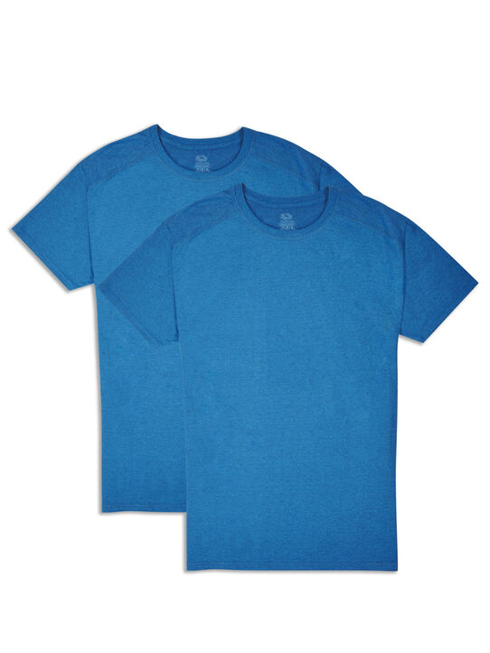 Men's Short Sleeve Crew CoolZone® T-Shirt, White 2 Pack Scuba Turquoise Heather