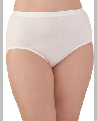 Women's Plus Fit for Me® Cotton White Brief Panty, Assorted 3 Pack Assorted