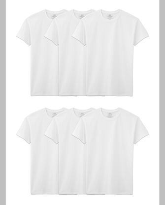 Men's Short Sleeve White Crew T-Shirt Extended Sizes, 6 Pack 