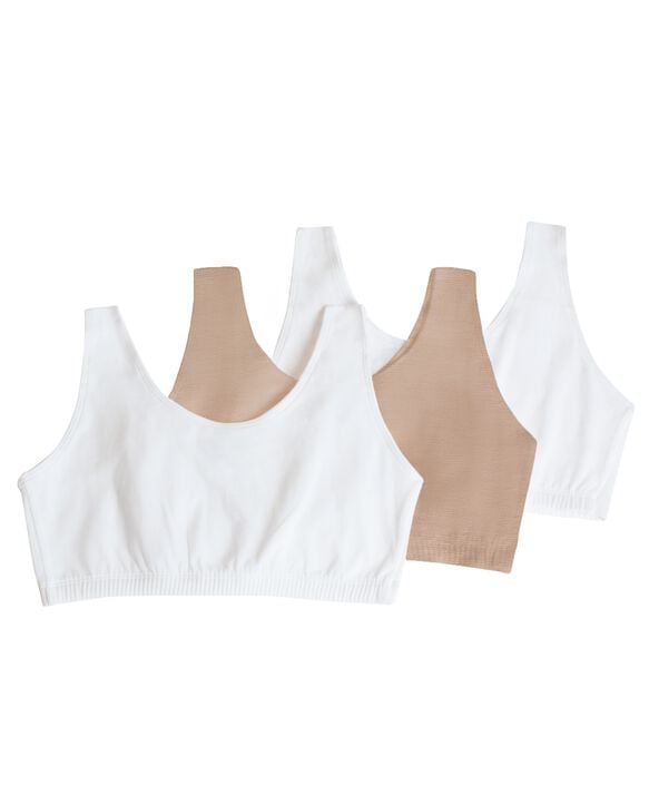 Women's Tank Style Sports Bra, 3 Pack WHITE/ SAND/ WHITE