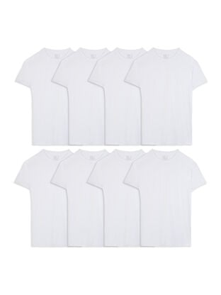 Men's Short Sleeve Active Cotton White Crew T-Shirts, 8 Pack 