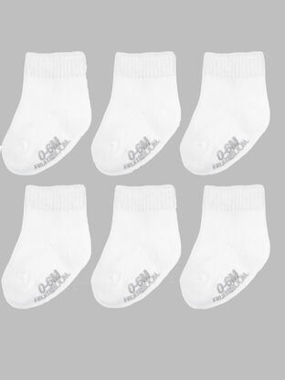 Baby Breathable Socks, White 6 Pack 